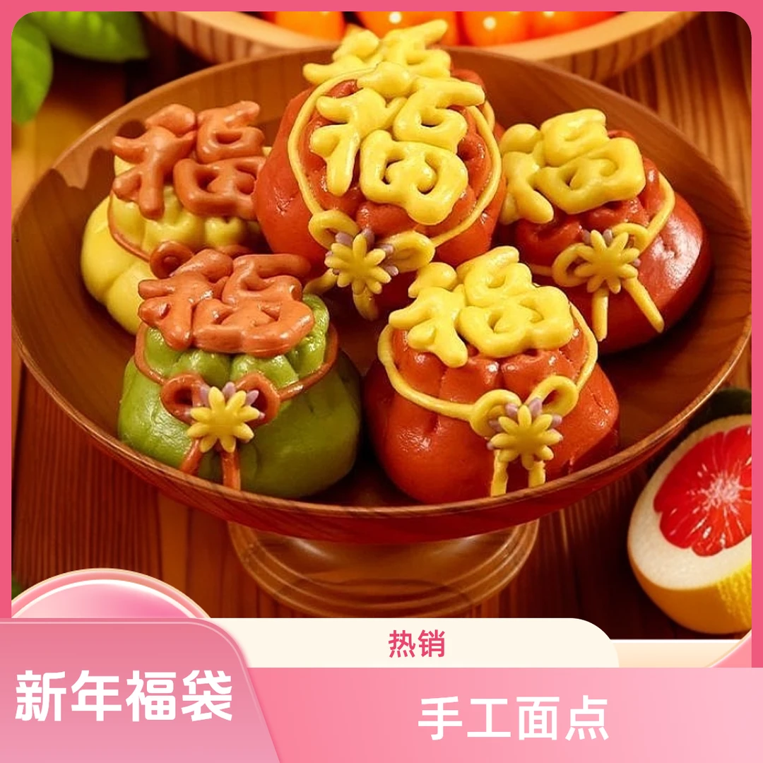 新年福袋钱袋早餐造型包果蔬豆沙馅年货新年花饽饽手工面点年夜饭