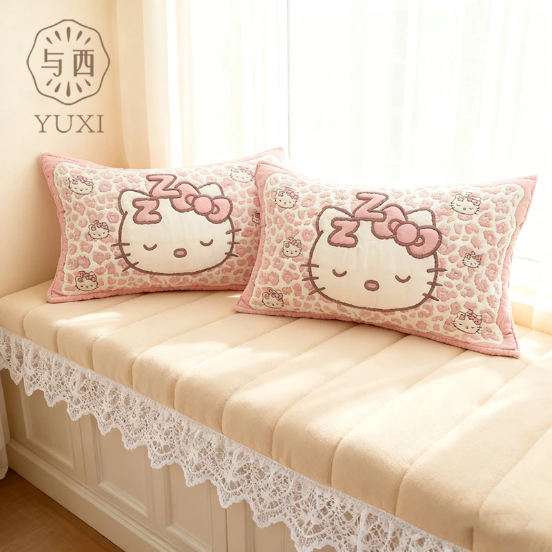 YUXI/与西卡通泡芙枕巾52×78加棉加厚枕头套学生宿舍高颜值枕巾