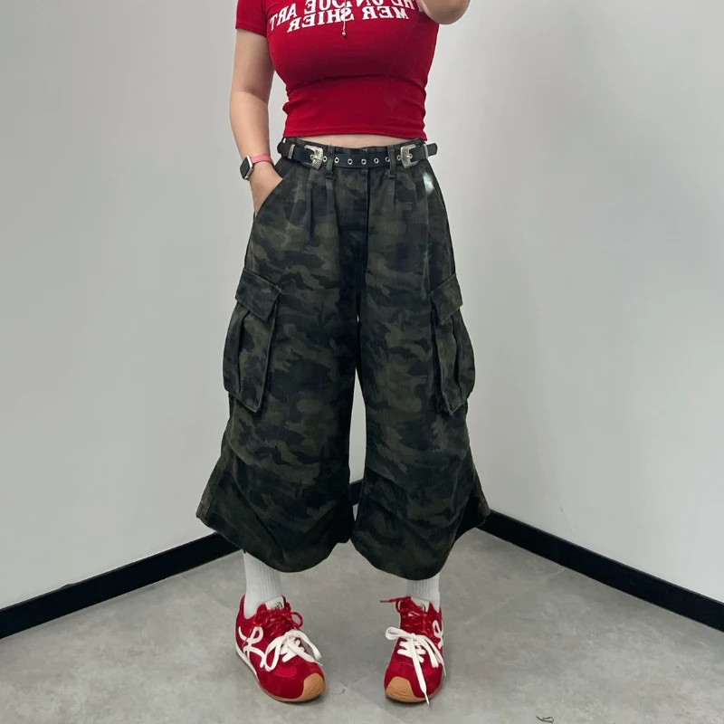 2025年年【迷彩七分裤】美式复古男女同款中性帅气七分牛仔工装裤