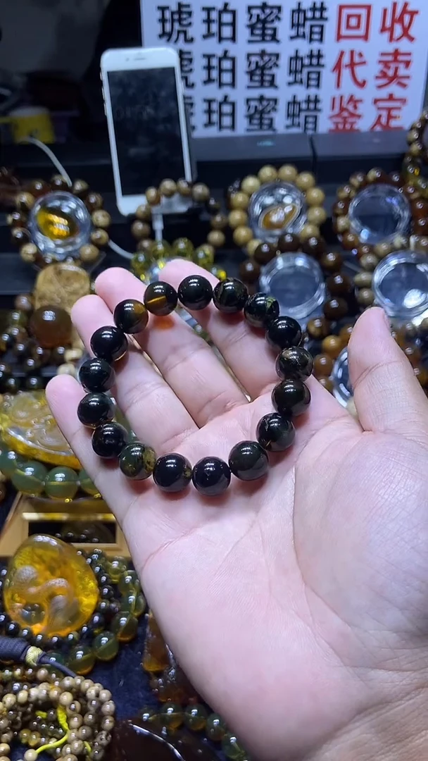 琥珀未镶嵌珠宝奇石边*手串12mm+