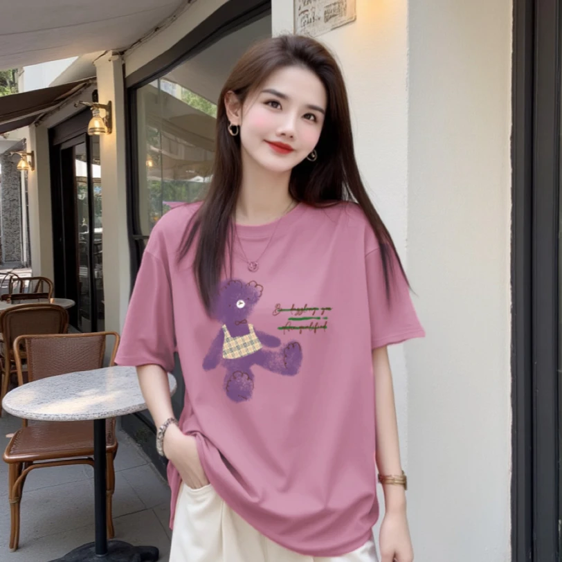 【小熊来信】高品质大版短袖T恤 印花宽松休闲时尚