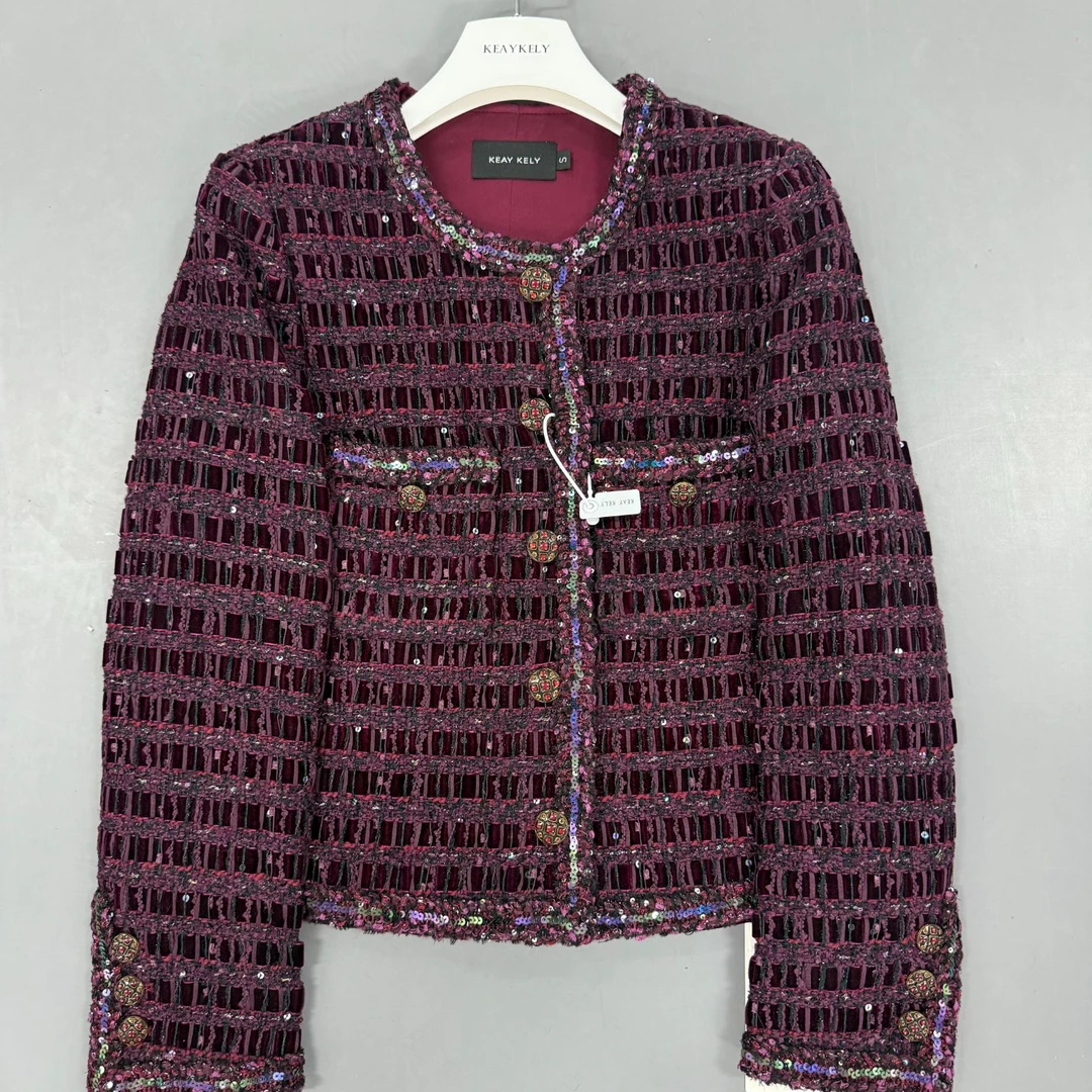 剀剀莉（毒药）新款红色轻奢定制圆领精致气质显瘦小香风外套