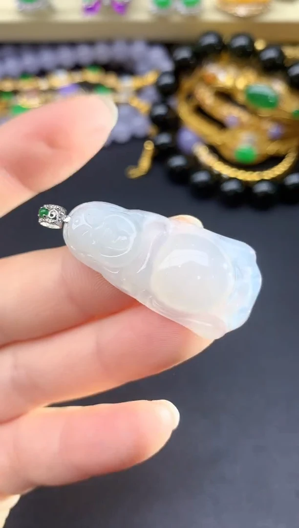 颈饰18K金镶嵌翡翠149-雪姐翡翠天天见