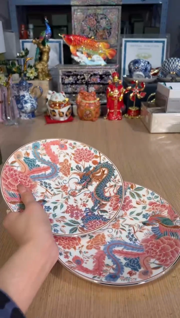 【闪购商品】杯115龙凤刺绣圆形平盘套二