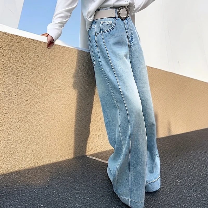 春夏薄款宽松阔腿时尚慵懒风牛仔裤57016
