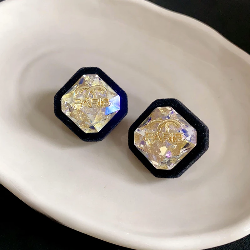 铜合金锆石耳饰 铜合金耳饰手工气质轻奢时尚百搭复古法式小众