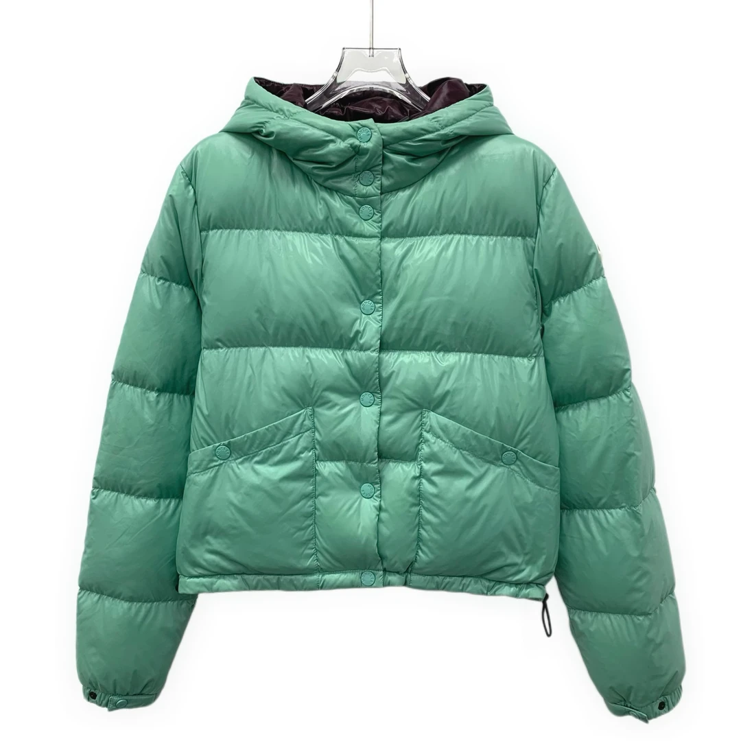 99新 MONCLER IW0414 22款绿色徽标贴饰连帽羽绒服外套 2 M码