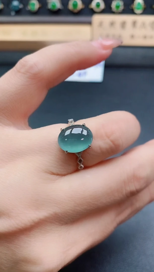 银S925镶嵌戒指翡翠1