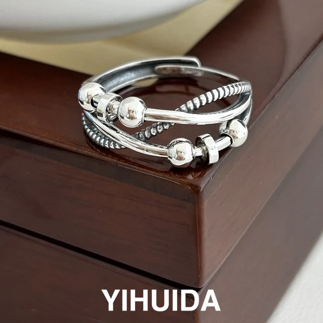 925银戒指 【灵动珠】时尚多层幸运珠戒指高级感百搭2025年新款 018