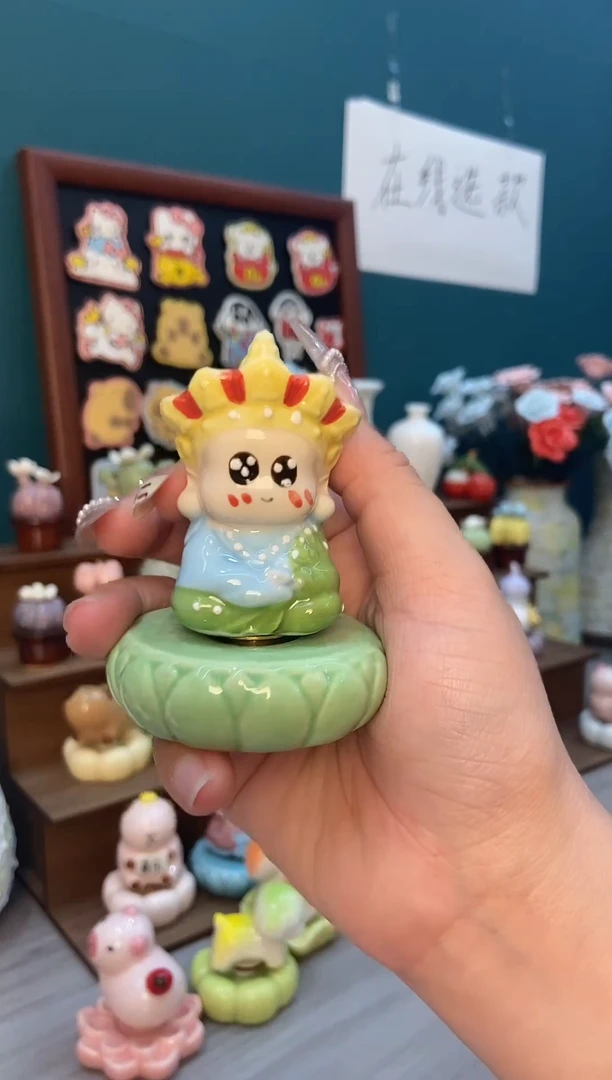 摆件陶绿色无语佛景德镇陶瓷1个装