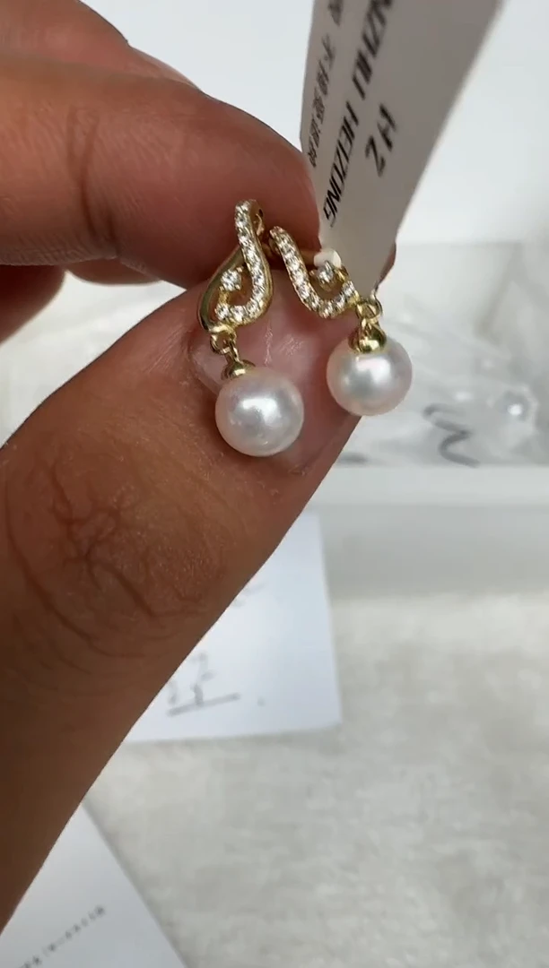 银S925镶嵌耳饰海水珍珠耳钉