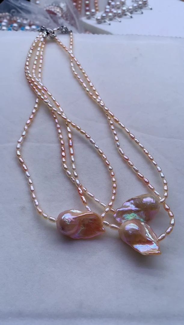 淡水珍珠合金项链多样性发其一，非无暇