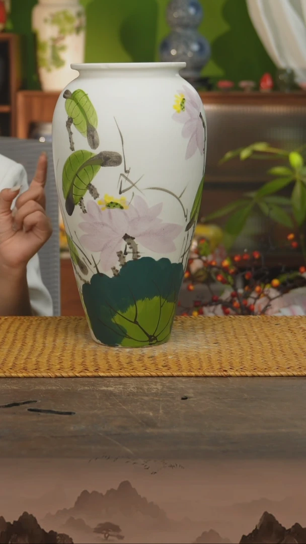 瓷片景德镇纯手工手绘花器摆件