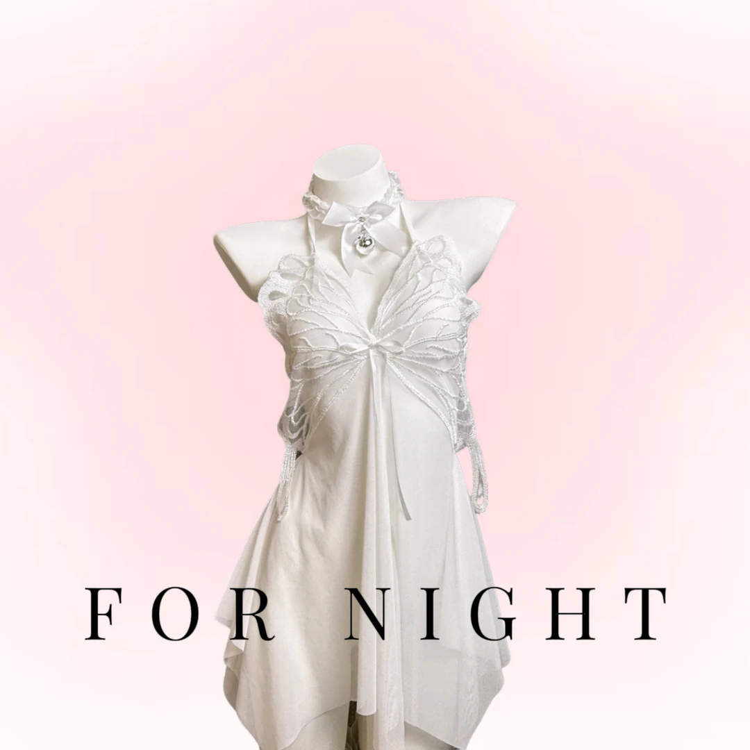 FORNIGHT[梦蝶]80-200斤无胸垫款性感温柔蝴蝶显瘦睡裙