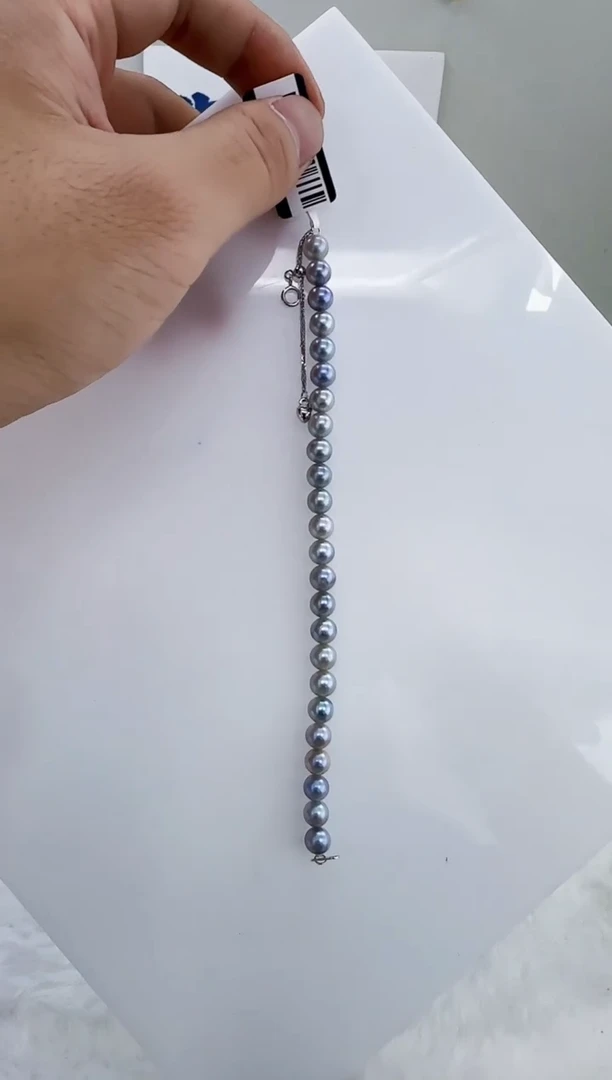 未镶嵌海水珍珠DA海水灰珠手链6-7 y472