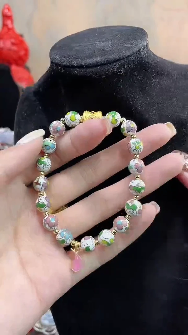 非遗手工景泰蓝手串0.8白色