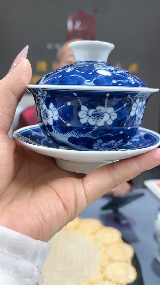 【闪购商品】官窑瓷画院431官窑瓷画院冰梅三才盖碗