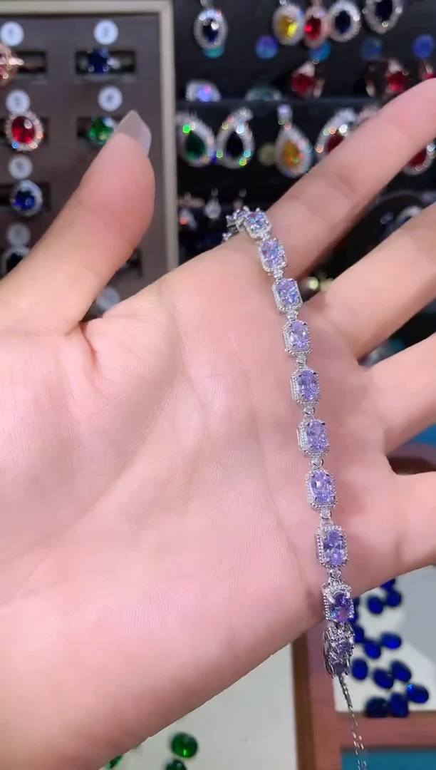 银S925镶嵌手链碧玺白