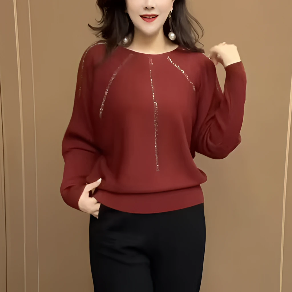 中老年妈妈春冬加厚保暖衣2025新款宽松休闲百搭减龄蝙蝠袖针织衫