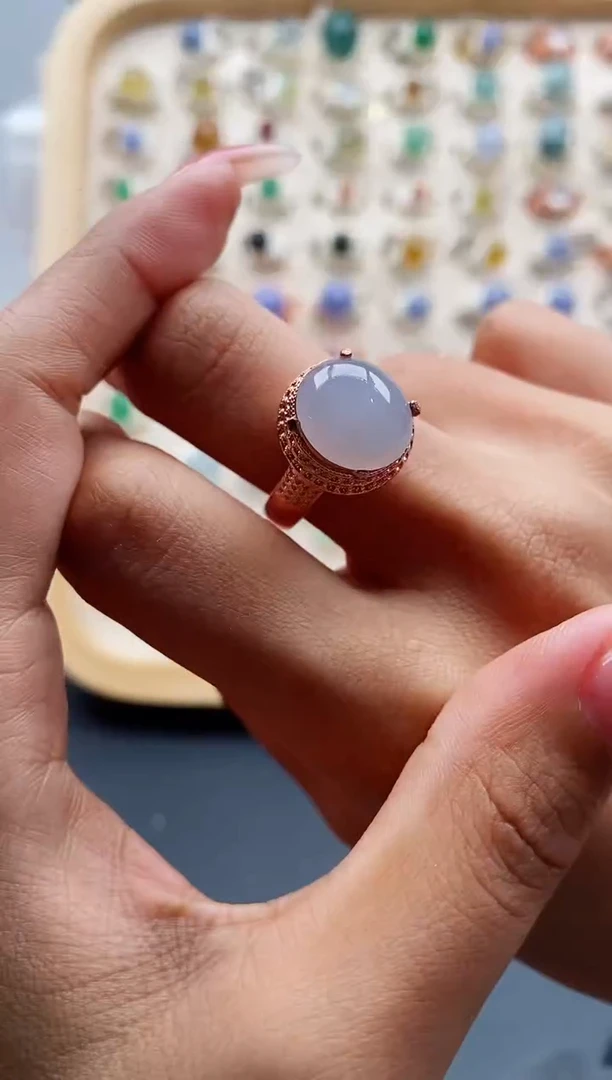 【闪购商品】翡翠戒指未镶嵌缅甸天然A货翡翠444  4-9