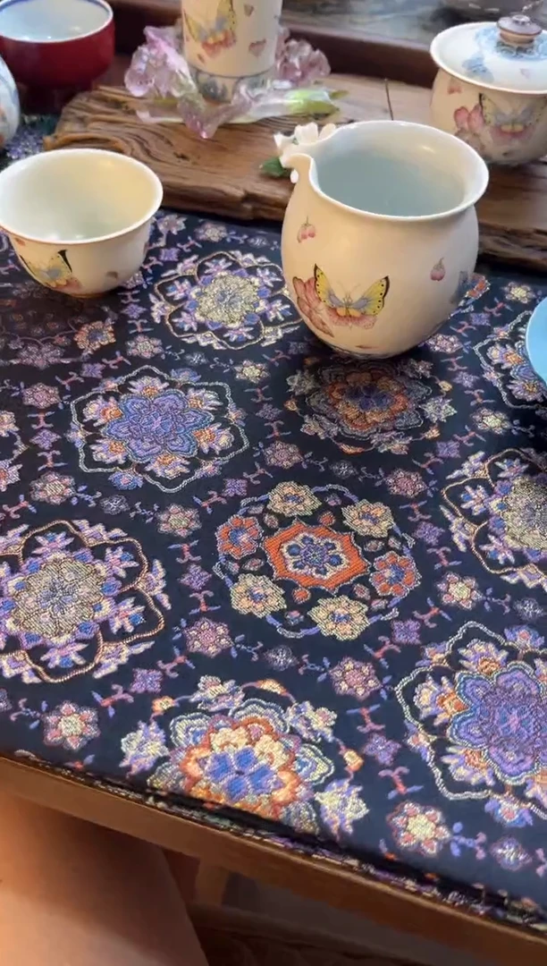 紫金宝相花双面织锦高端茶席46×26
