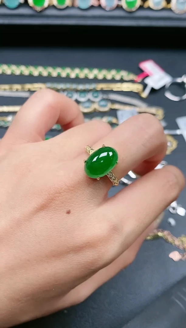 翡翠戒指银S925镶嵌111111