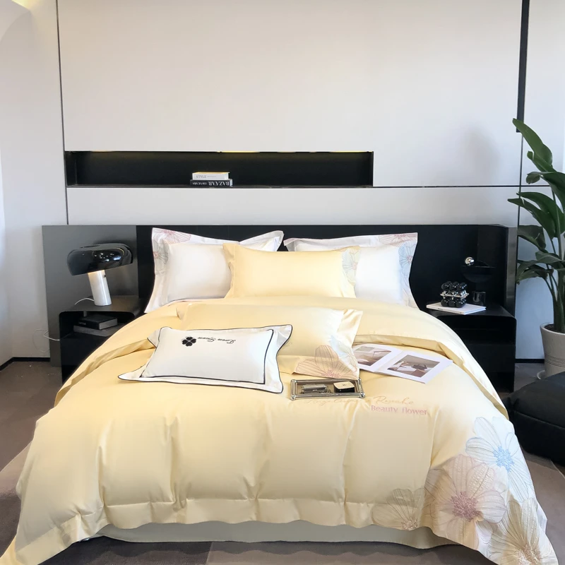 【高货清仓】高端高定法式浪漫刺绣纯棉四件套-绚丽-米黄