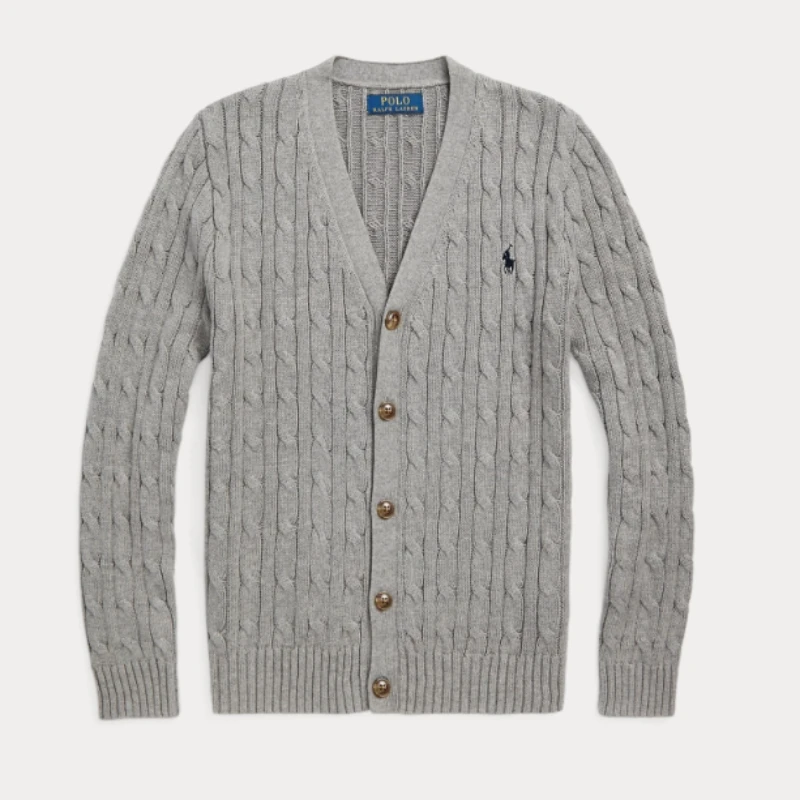 Ralph Lauren/拉夫劳伦纯色Logo刺绣v领长袖针织衫