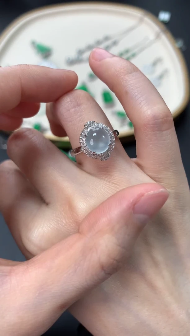 【闪购商品】翡翠戒指18K金镶嵌戒指4800