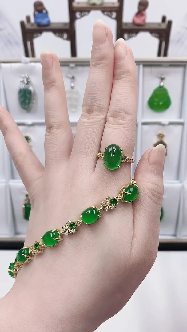 合金两件套玛瑙/玉髓颜色微差纹路随机