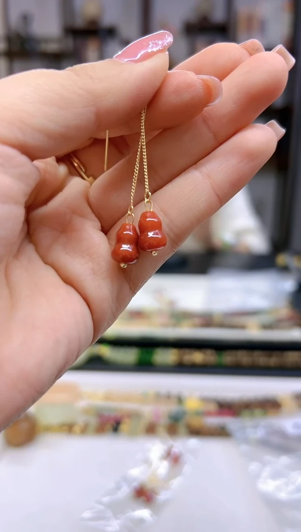 【闪购商品】翡翠耳饰银S925镀金镶嵌E652