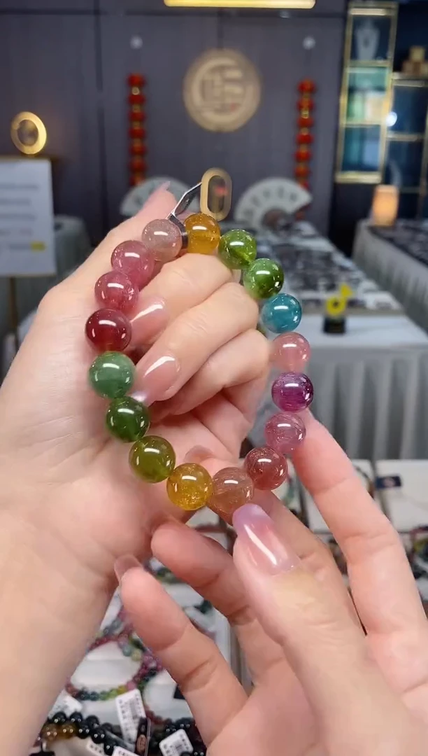 未镶嵌透体老矿碧玺单圈手串12mm+碧玺多样性发货一条hon