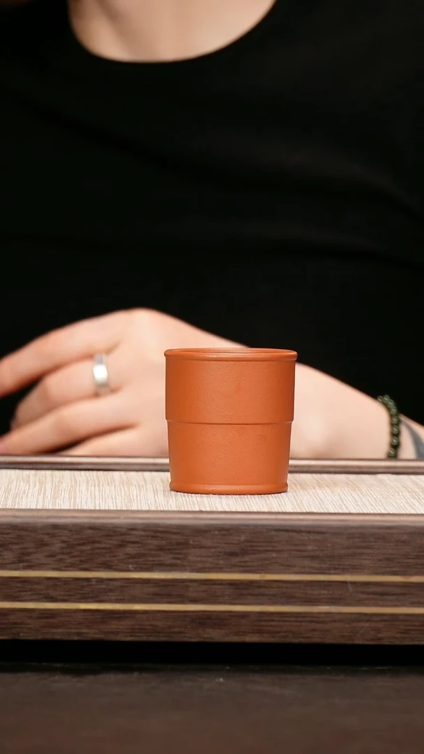 茶壶紫砂小煤窑朱泥 小竹节杯