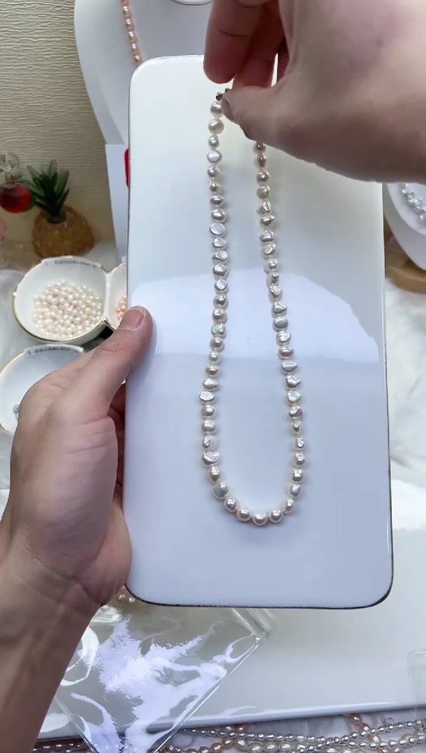 【闪购商品】淡水珍珠项链未镶嵌极光白色巴洛克7-8mm