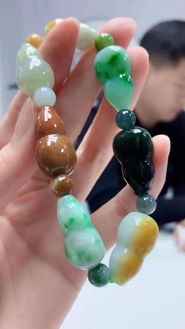 【闪购商品】定制翡翠未镶嵌4917zm-毛货葫芦手串242