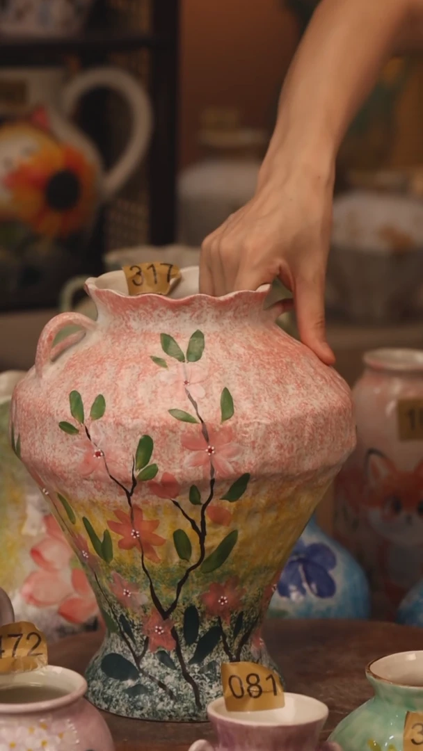陶瓷317景德镇设计师手作花器摆件侘寂风