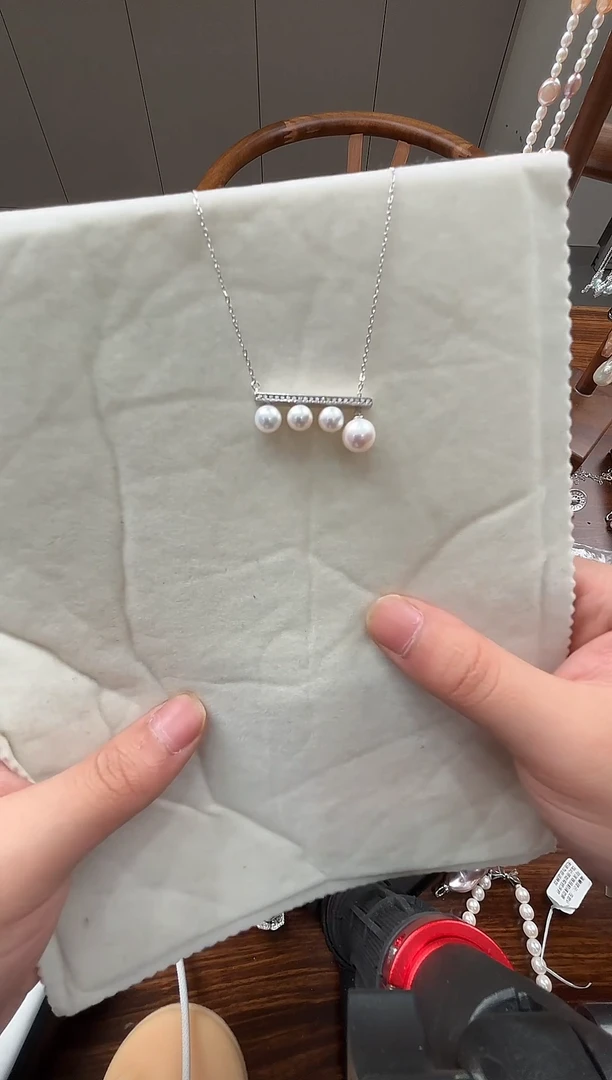 颈饰银S925镶嵌淡水珍珠淡水珍珠平衡木套链