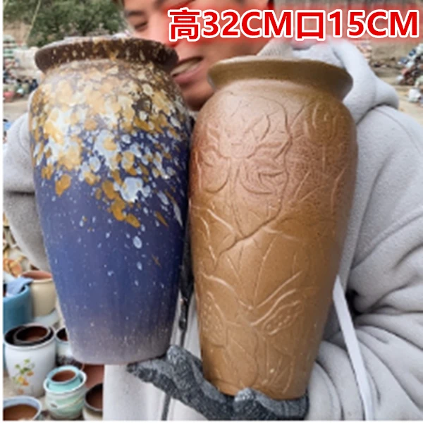 粗陶陶瓷法师老桩多肉绿植植物紫砂简约手工特价花盆直筒山水有孔