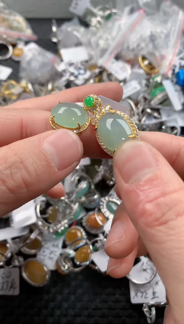 银S925镶嵌戒指翡翠555   5