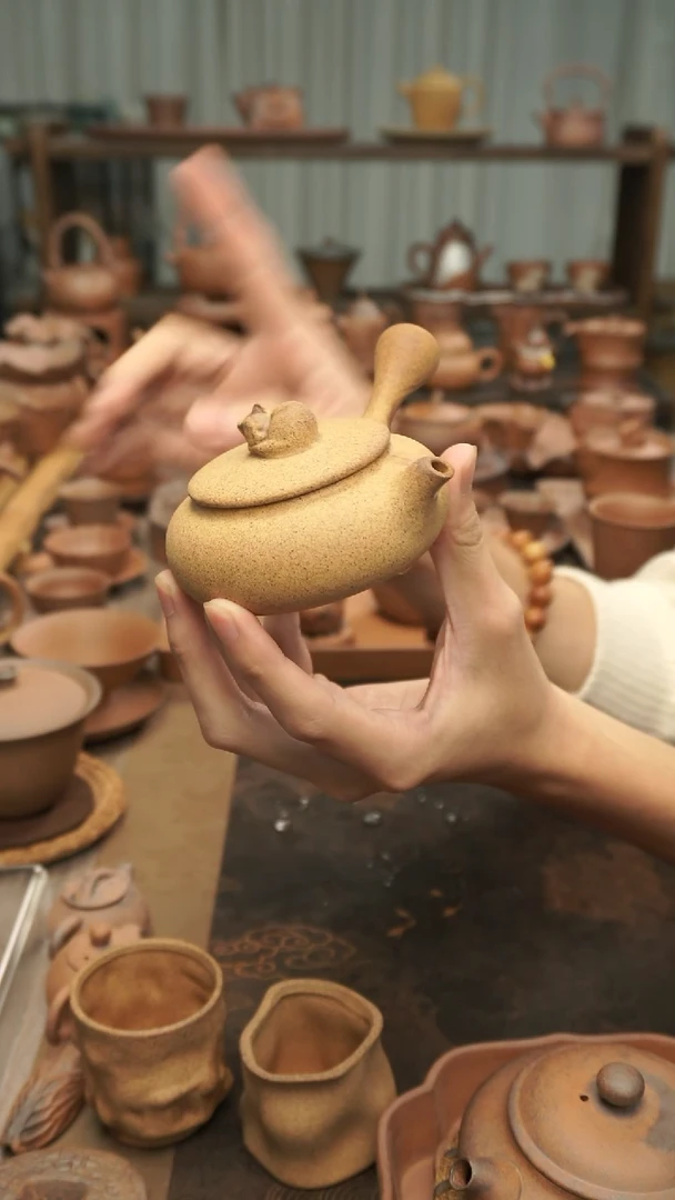 原矿料老岩泥  小狐狸侧把壶120ml