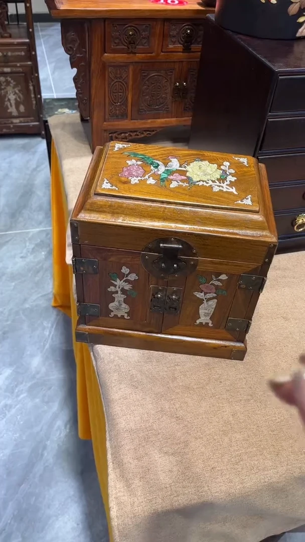 木花开富贵首饰箱官箱