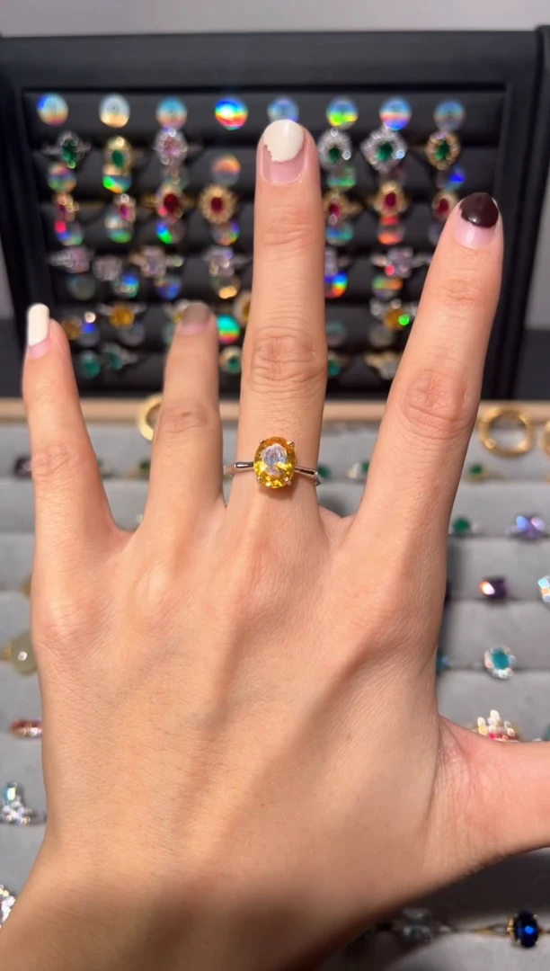 【闪购商品】黄晶戒指银S925镶嵌0000