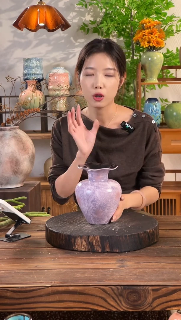 【紫梦星河-小号花瓣瓶】紫粉色无孔陶瓷花瓶干花鲜花客厅插花摆件