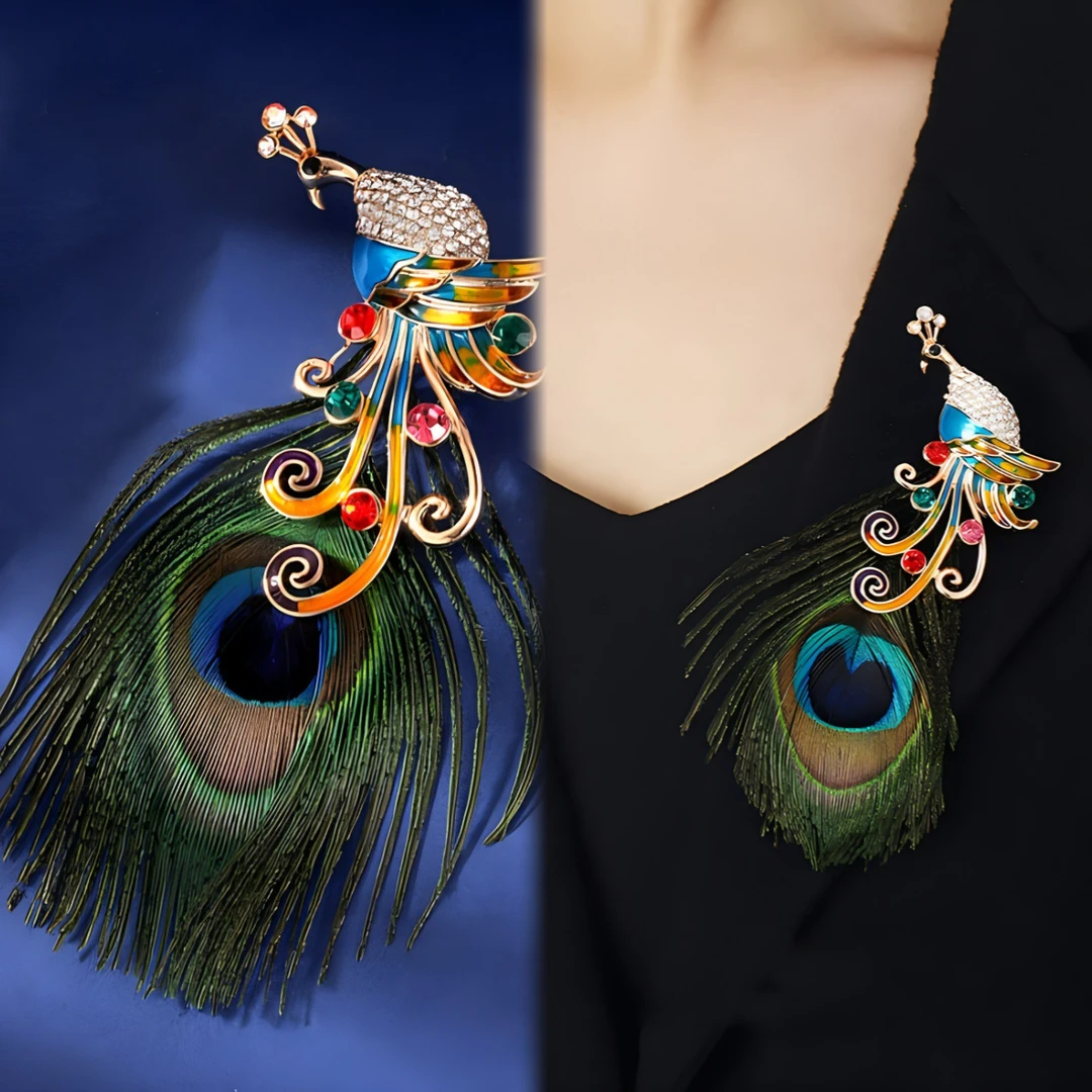 铜合金合成锆石胸针 【88558】羽毛孔雀秋季新款服装搭配饰品胸针