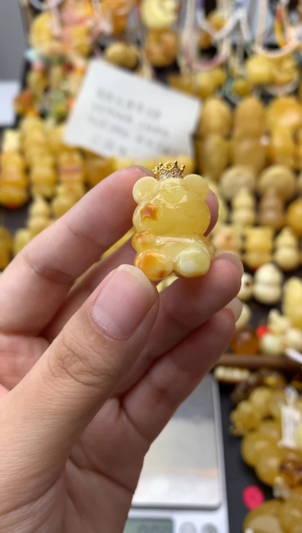 银S925镶嵌琥珀珠宝奇石129琥珀蜜蜡瑕疵品