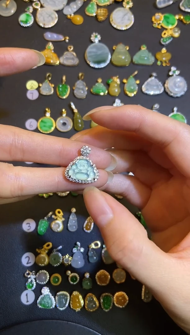 吊坠(不含链)银S925镶嵌翡翠1