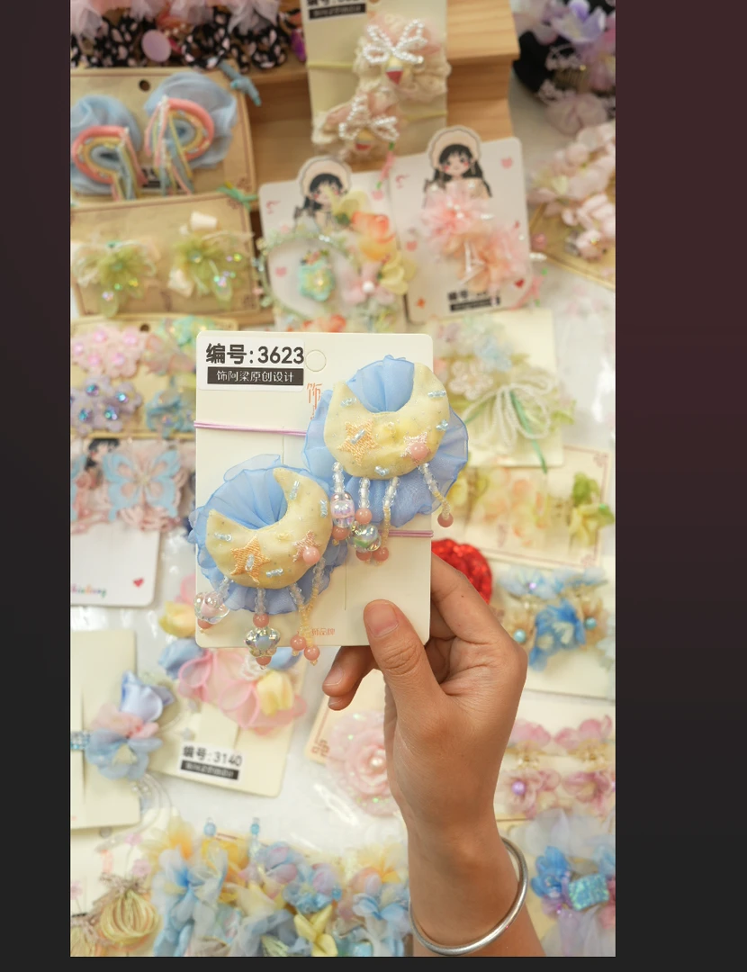 饰阿梁3623月亮绕绕头饰儿童小女孩发夹发饰可爱甜美百搭手工中国