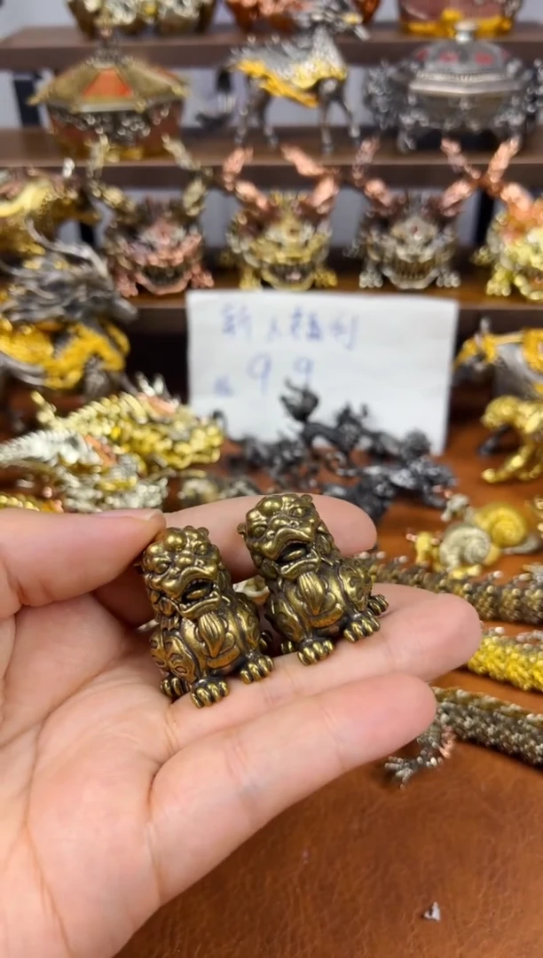圆貔貅黄铜摆件实心一对