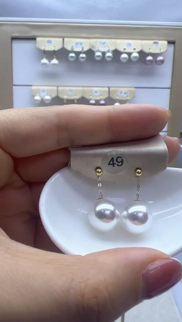 【闪购商品】淡水珍珠耳饰18K金镶嵌49