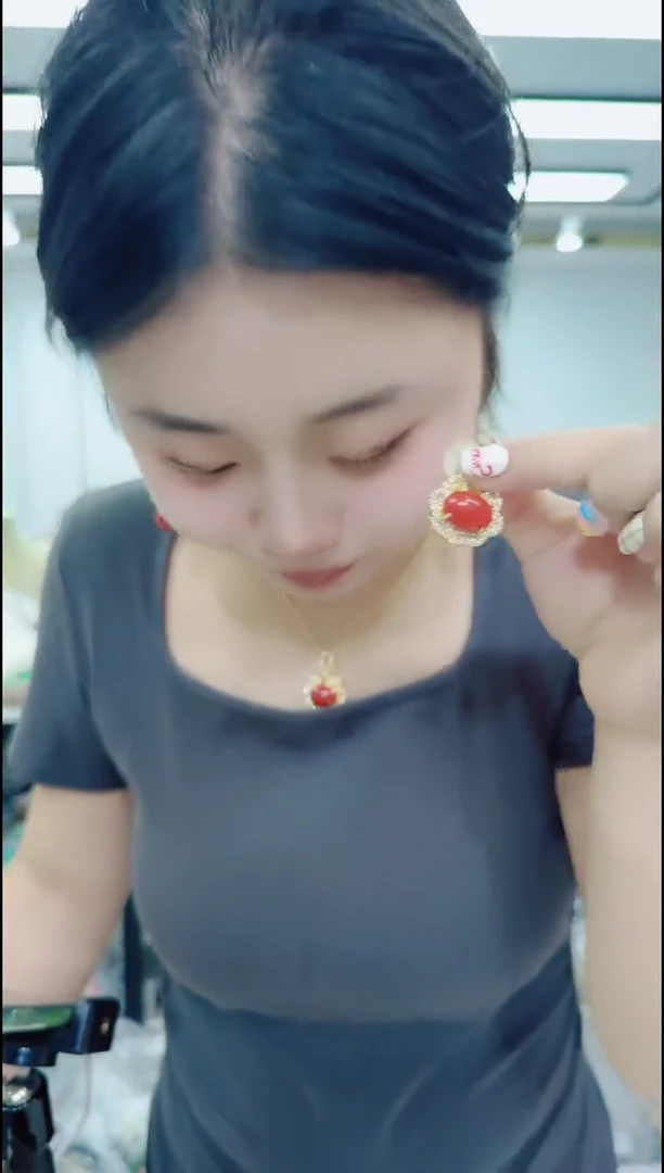 玛瑙/玉髓颈饰合金1258小花吊坠